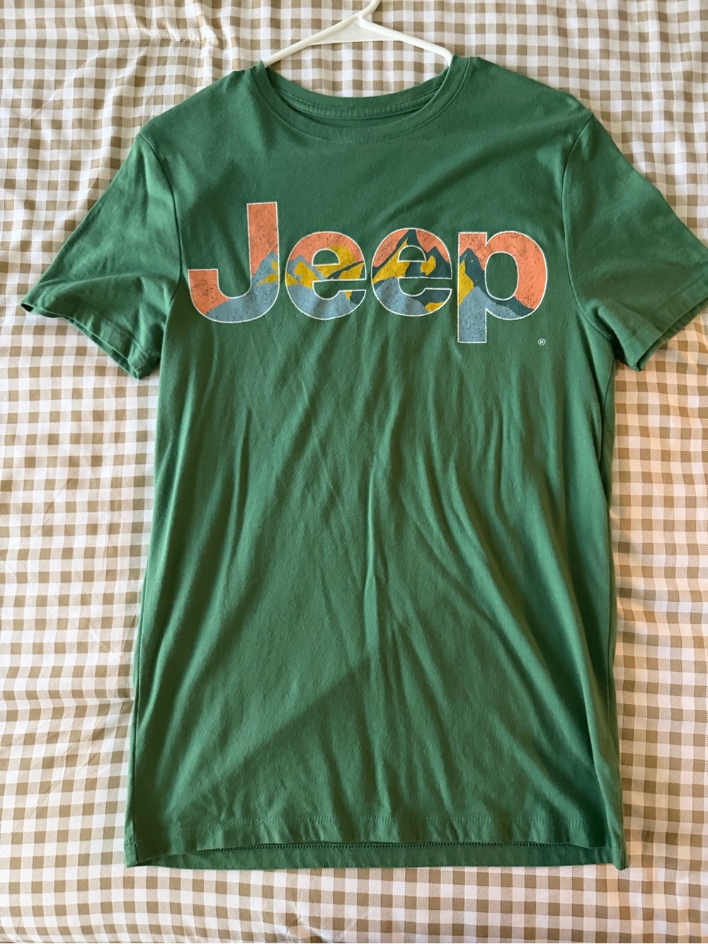 Jeep Green Short Sleeve Tee with Retro Multicolor Logo